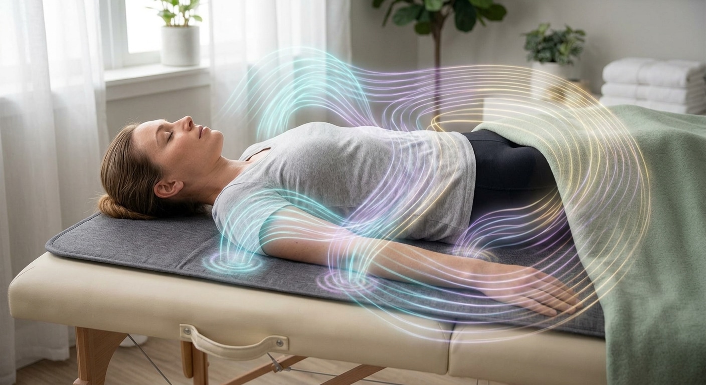 PEMF therapy session on a treatment mat at Spacibo in Coral Springs, FL